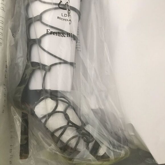 Gianni Bini Sandals Women's Size 8 Suede Camo Print Tall Ankle Wrap Lace-up NIB - Picture 7 of 11